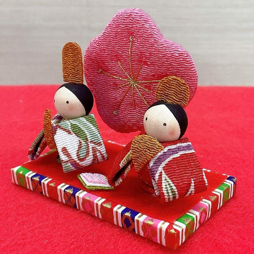 ちりめん細工 ひな祭り お雛様 桜とちりめん細工のお雛様2段飾り